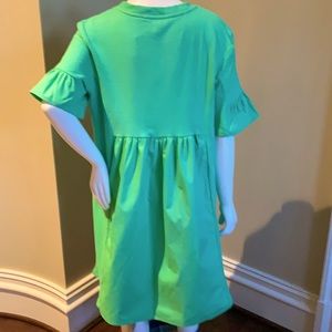 ENGLISH FACTORY NWT Green Cotton Dress w/ Ruffle Detail on Sleeve Size S